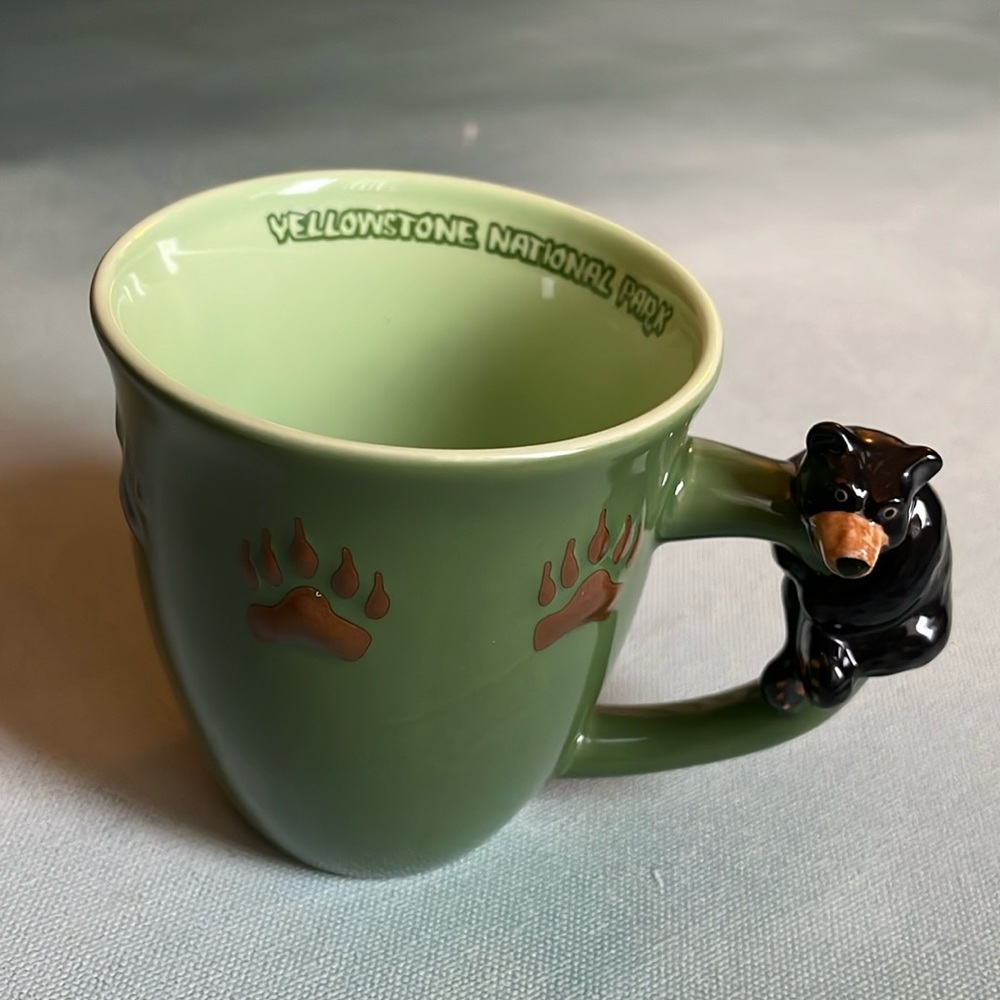 Yellowstone National Park Mug with Grizzly Bear Paw Prints + Bear Picture Frame